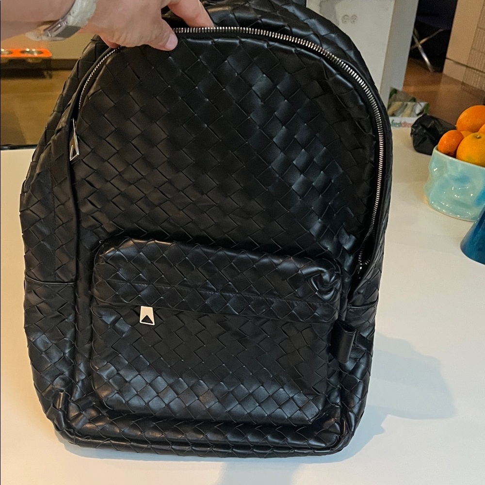 Bottega Veneta authentic boght in store in NYC Black Woven Backpack